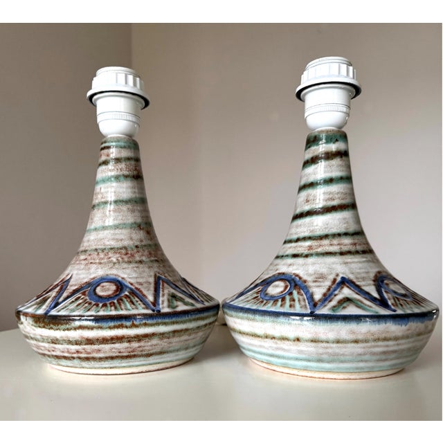 Nice pair of stoneware table lamps / lamp foots Søholm Stentøj denmark, stamped at the bottom. Labeled on the foot. Height...