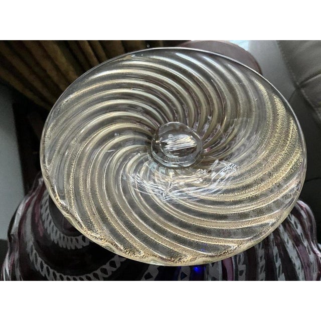 Murano Centerpiece Bowl with Ruby Canes & 24k Gold by Vivarini Zanfirico Latticino, 1960s For Sale - Image 11 of 12