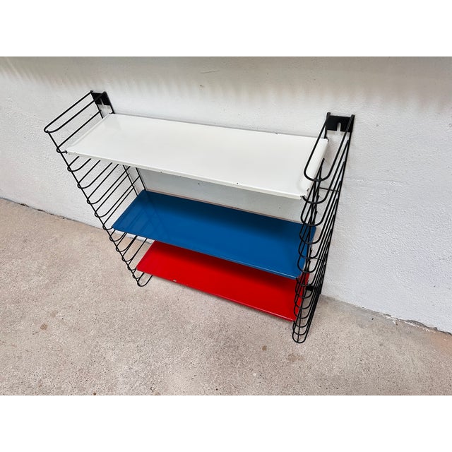 Mid-Century Modern Mid-Century Modern Wall Shelf with Three Colored Metal Shelves, Netherlands, 1960s For Sale - Image 3 of 15