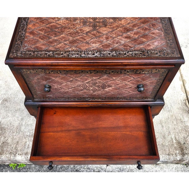 Wood Theodore Alexander Leather Wrapped Side Accent Table For Sale - Image 7 of 17