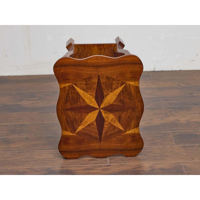 Austrian Biedermeier 19th Century Walnut Side Table With Star Marquetry Top For Sale In Atlanta - Image 6 of 11