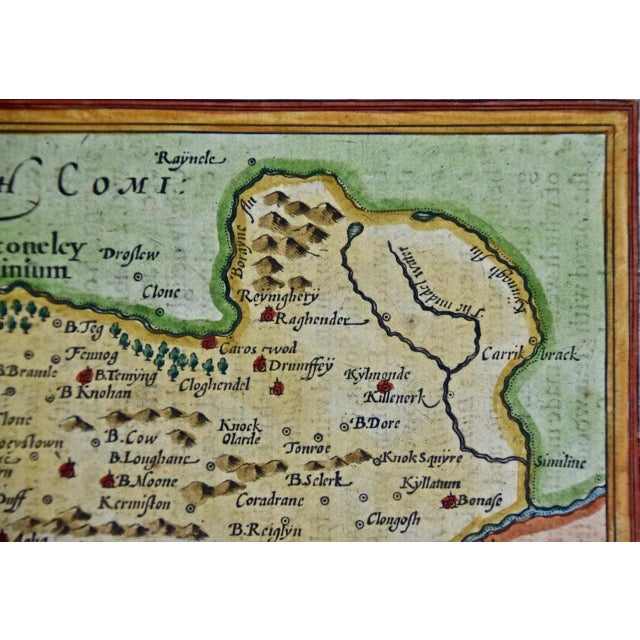 Southeastern Ireland: A 17th Century Hand Colored Map by Mercator and Hondius For Sale In San Francisco - Image 6 of 7