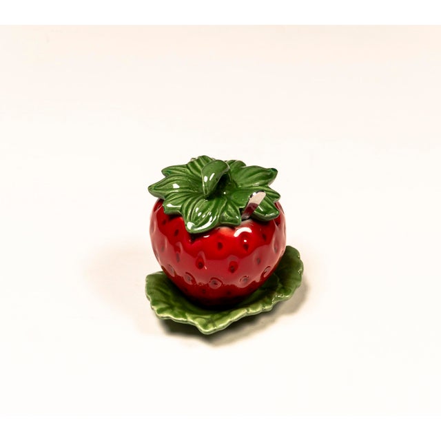 Vintage Majolica Strawberry Jam Bowl, 1970s For Sale - Image 11 of 17