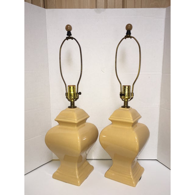 Vintage Golden Yellow Ginger Jar Lamps A Pair Chairish