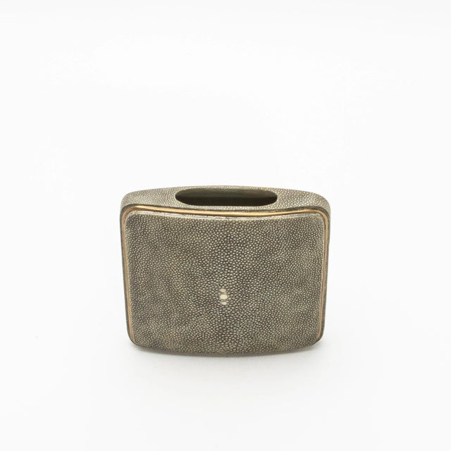 Shagreen Vase With Brass Details by R&y Augousti For Sale In Los Angeles - Image 6 of 7