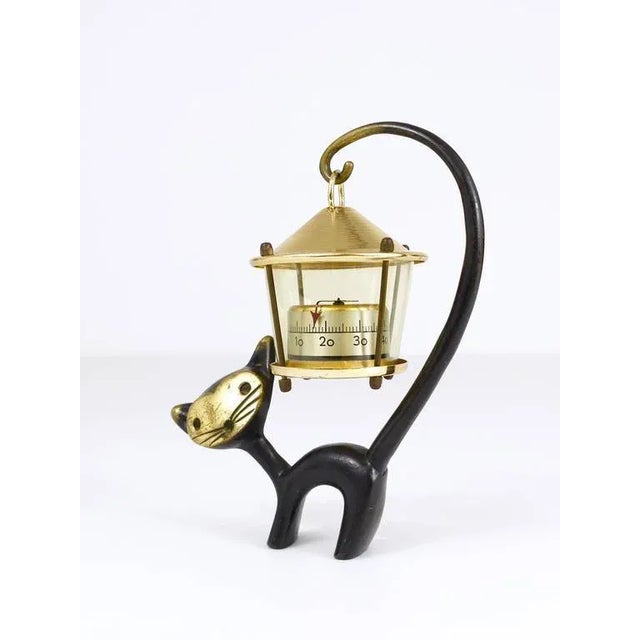 Metal Cat Figurine with Thermometer by Walter Bosse for Hertha Baller, Austria, 1950s For Sale - Image 7 of 8