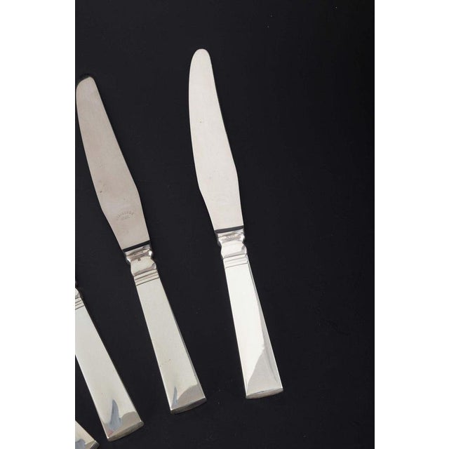 Georg Jensen 4 dinner knives, “Acadia / Blok”. Sterling silver and stainless steel, 1934–44. Set of 4 dinner knives in the...