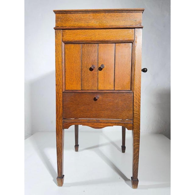 Brown Vintage Viva-Tonal Grafonola Wind-Up Gramophone in Oak Case from Columbia, 1920s For Sale - Image 8 of 16