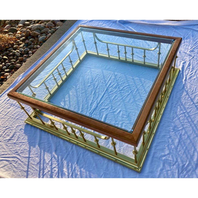 Brass Fireplace Fender Style Coffee Table Manner of Mastercraft For Sale - Image 8 of 13