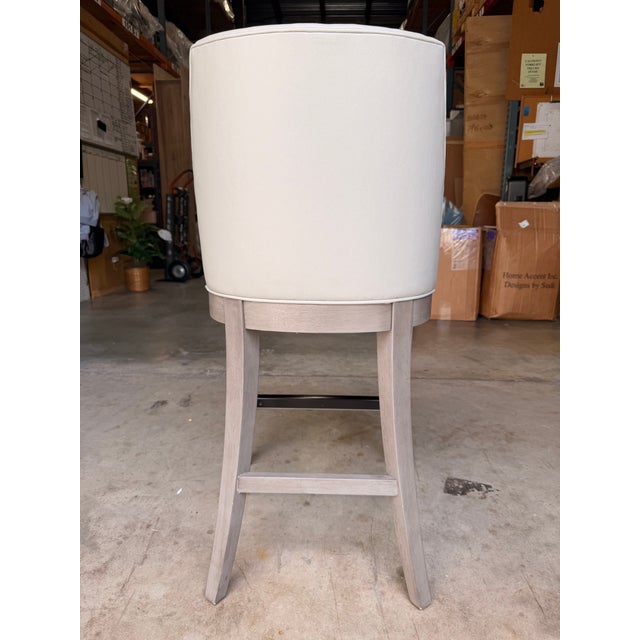 Bernhardt Light Gray Leather Counter Stool For Sale In West Palm - Image 6 of 10