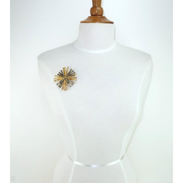 Vintage Mimi Di N Bamboo Style Gold & Silver Tone Brooch For Sale - Image 9 of 9