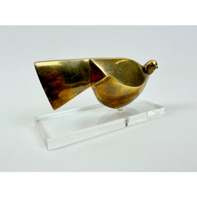 Mid-Century Greek Bronze Dove Sculpture, 1960s For Sale - Image 6 of 11