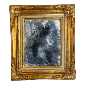 Original Abstract Expressionist Oil Painting in Ornate Vintage Gilded Frame