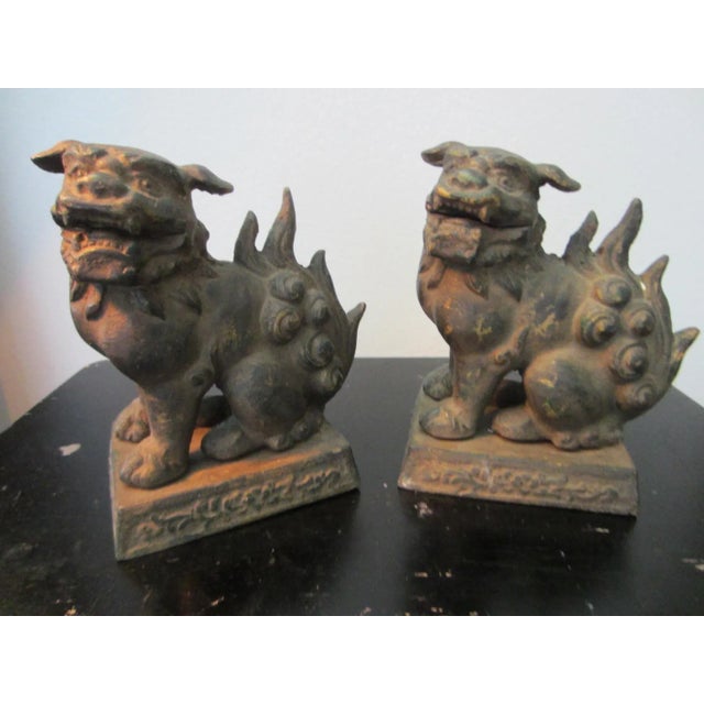 19th Century Chinese Lion Foo Dogs Bronze Bookends-a Pair For Sale - Image 9 of 13