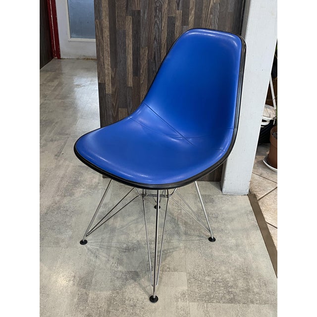 Vintage Blue Vinyl and Fiberglass Chair by Charles and Ray Eames for Herman Miller, 1950s For Sale - Image 9 of 18