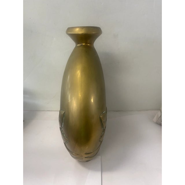 Hollywood Regency 1980s Large Brass Vase by Dolbi Cashier For Sale - Image 3 of 8