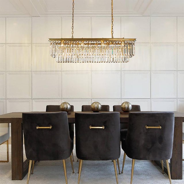 Aloadecor 12-Light Modern Gold Fringe Crystal Chandelier for Dining Room With Crystal Accents For Sale - Image 4 of 7