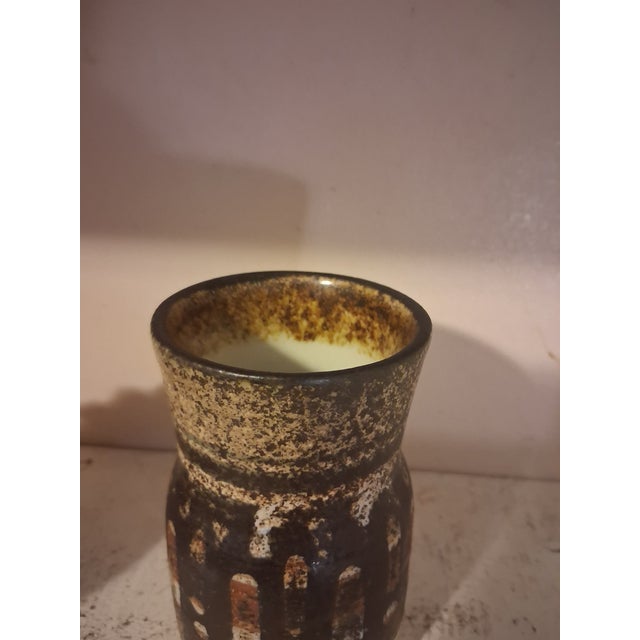 Lapid Pottery Works Vintage Lapid Israel Art Pottery Vase #60 Mid Century Modern Brutalist Fat Lava For Sale - Image 4 of 10