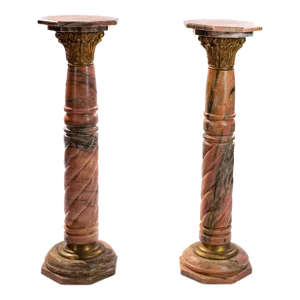 Mid 19th Century Pink Marble Pedestals - a Pair