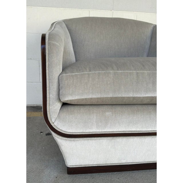 2020s Theodore Alexander Mid-Century Modern Style Gray Velvet M. Bremen Swivel Chair For Sale - Image 5 of 7
