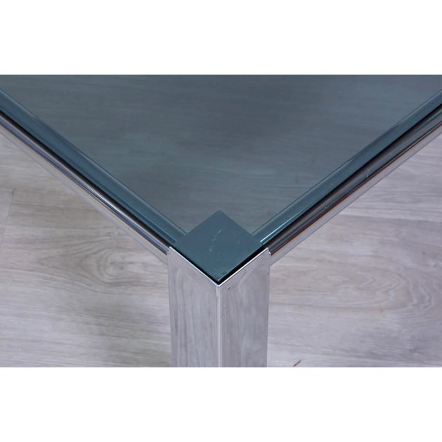 Gray Table in Steel and Glass Smoke, 1970s For Sale - Image 8 of 12