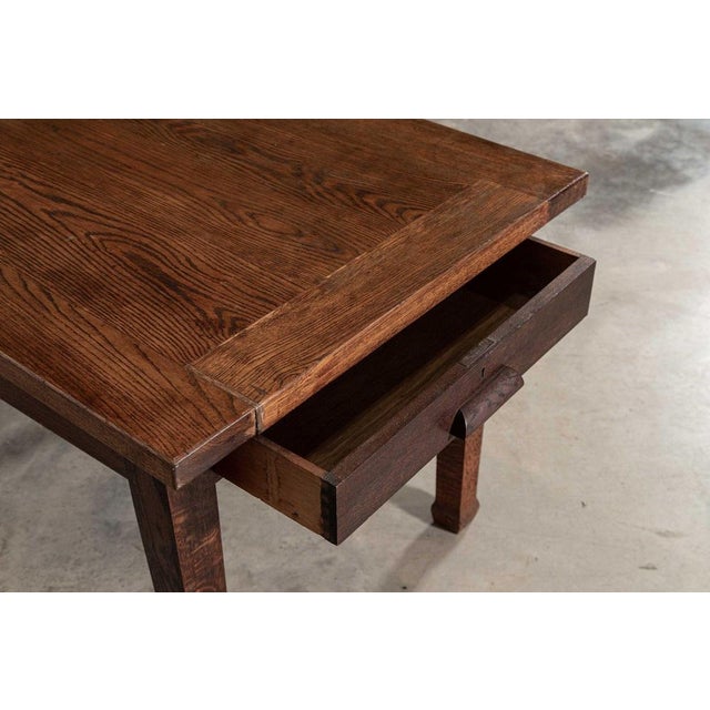 English Monumental Oak Library Table, 1930s For Sale - Image 13 of 16