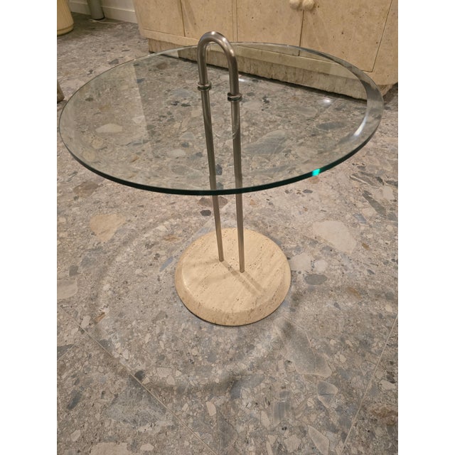 1980s Vico Magistretti Travertine Side Table by Cattelan Italia For Sale In Dallas - Image 6 of 11