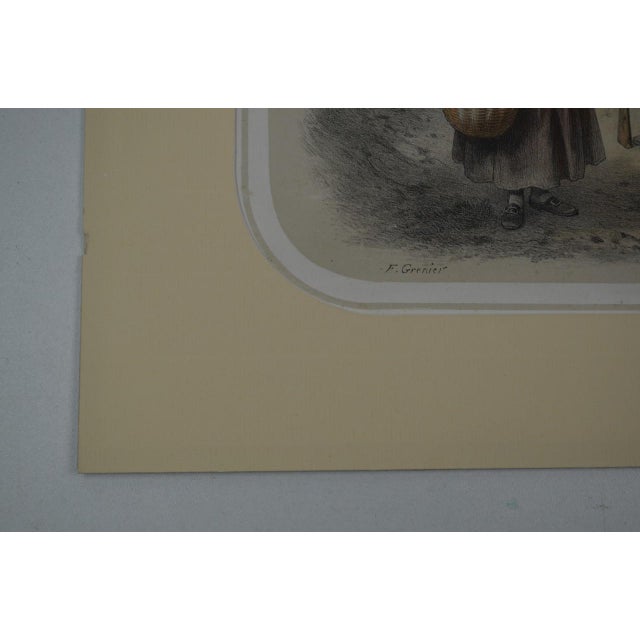 Black Mid 19th Century "Halte de bas Bretons" Color Lithograph by Francois Grenier For Sale - Image 8 of 13