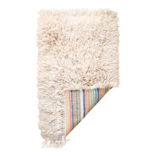 Reversible Ultra Shag Moroccan Wool Rug With Multicolor Stripe Back 5x8' For Sale