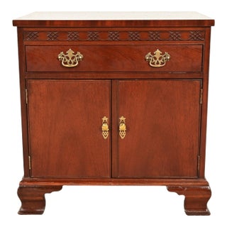 Baker Furniture Chippendale Carved Mahogany Nightstand For Sale