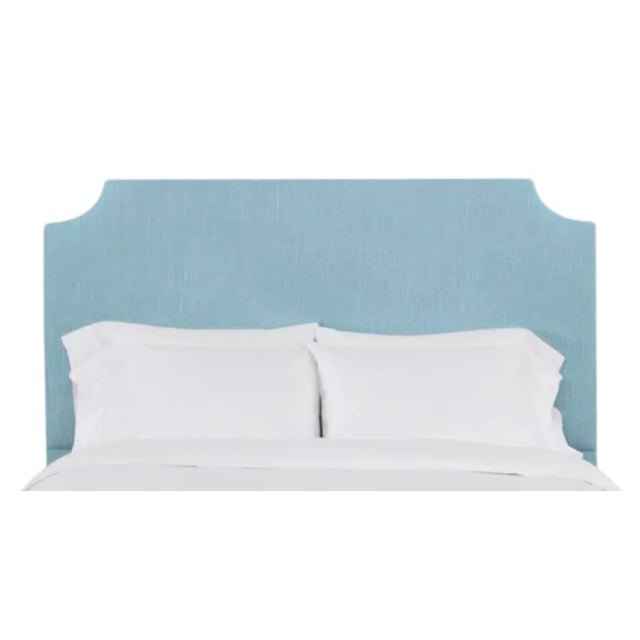 Reagan California King Headboard, Mosaic Blue Linen For Sale