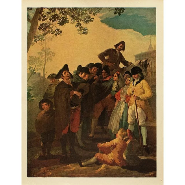 Circa 1940s After Francisco Goya "The Blind Guitarist" Vintage Full-Color Print For Sale - Image 4 of 6