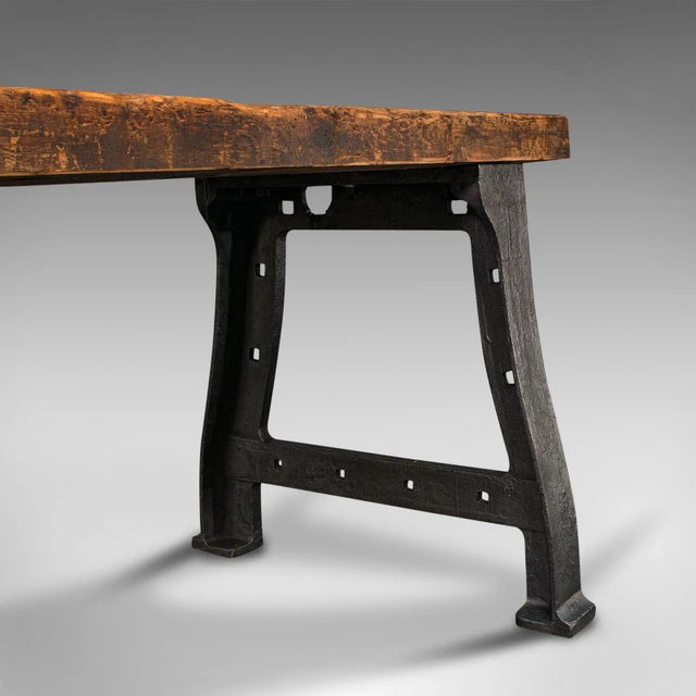1850s Antique Victorian English Pine and Iron Foundry Table For Sale - Image 12 of 13