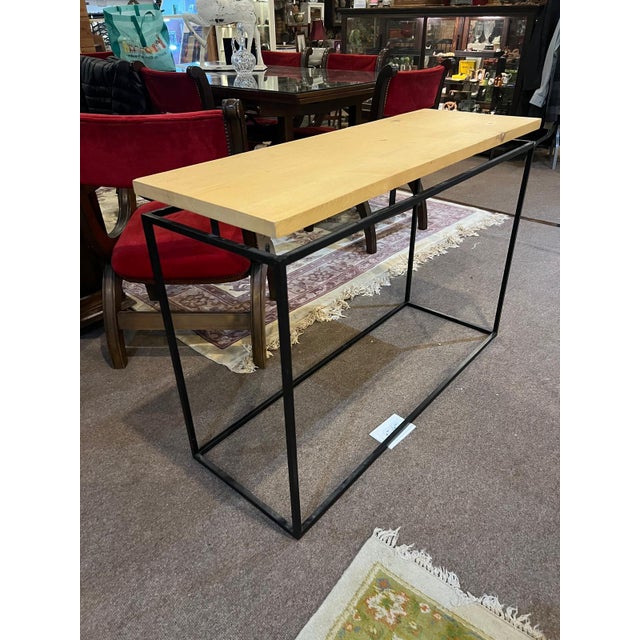 2020s Modern Industrial Solid Wood & Black Metal Console Table/Entryway/Sofa Table For Sale - Image 5 of 7