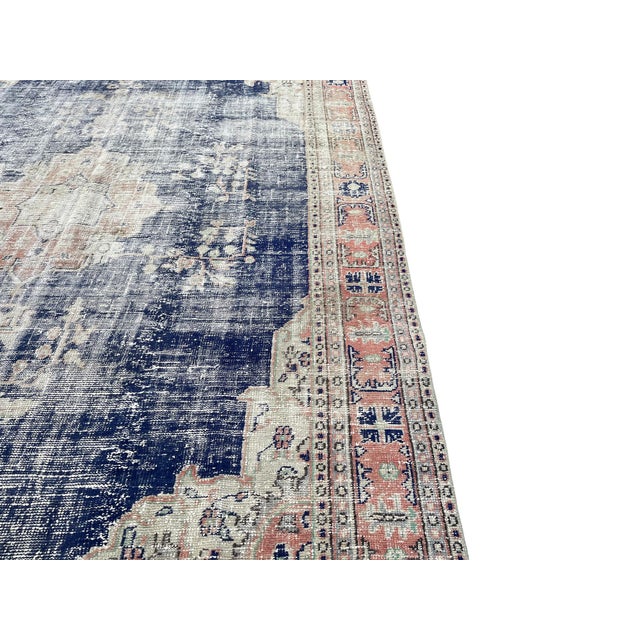 Textile Turkish Handmade Blue Rug, 1970s For Sale - Image 7 of 9