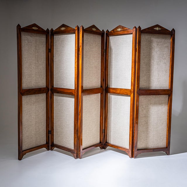 Mid 19th Century Five-Panel Screen in the Empire Style, 19th Century For Sale - Image 5 of 10