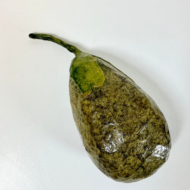 Green 1980s Vintage Boho Chic Lacquered Papier Mache’ Vegetables & Mushrooms Sculptural Objects - Set of 5 For Sale - Image 8 of 10