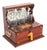 Antique Satin Wood Three Cut Crystal Decanter Tantalus and Games, 1890s, Set of 6 For Sale