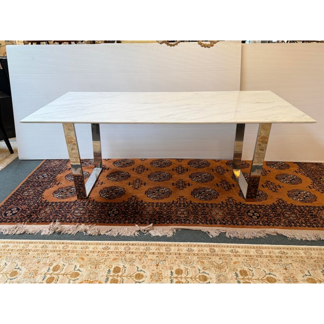 Design Plus Gallery presents a Faux Marble Dining Table of Italian Style and Modern Design. The table has a thin, faux...