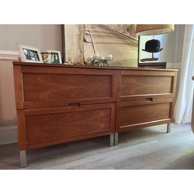 Mid-Century Modern Highland 75 Collection Danish Modern Solid Wood Desk and File Cabinets - Set of 3 For Sale - Image 3 of 12