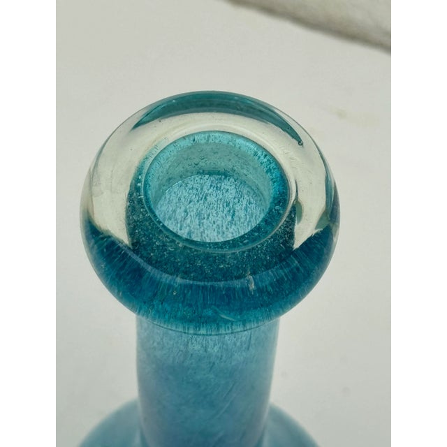 Beautiful vintage mid century periwinkle / sky blue crackle vase. Excellent condition