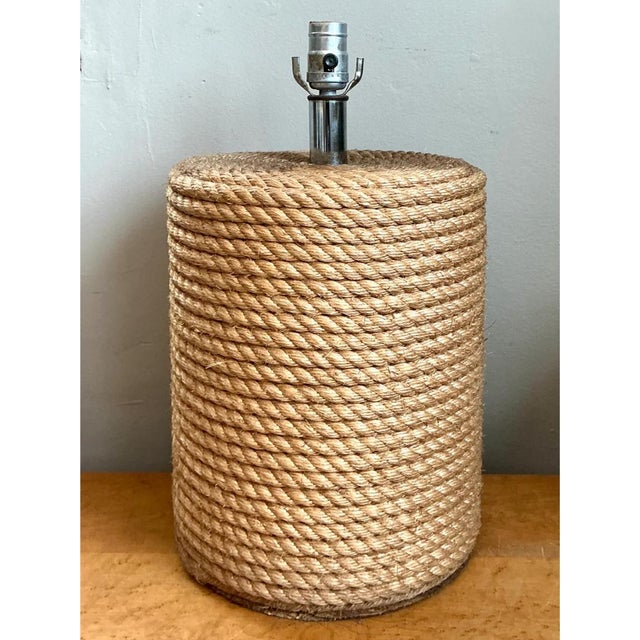 Late 20th Century Vintage Rustic Rope Wrapped Lamp For Sale - Image 5 of 12