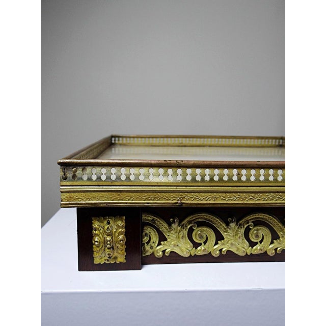 Early 20th Century Antique Wooden Side Table Top in Gilt Metal and Onyx, 1900s For Sale - Image 5 of 12