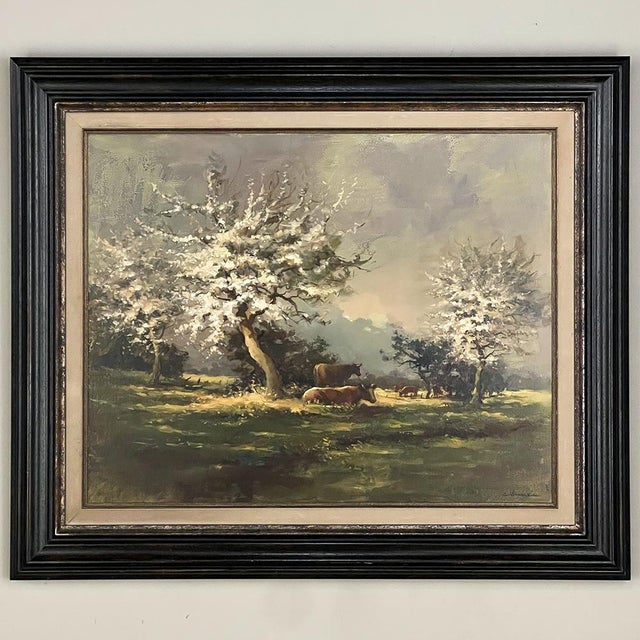 Framed Oil Painting on Canvas by E. Van Orden 'Spring Time Pastoral' For Sale In Dallas - Image 6 of 16