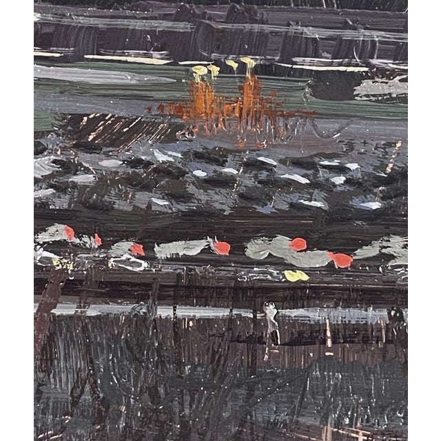 Early 21st Century Violent Engines by Brad Davis | Oil on wood panel Landscape with a person viewing a sunset over a city. For Sale - Image 5 of 5