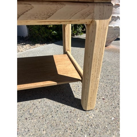 Vintage Wood Side Table With Inset Stone Top and Lower Shelf For Sale In Los Angeles - Image 6 of 17