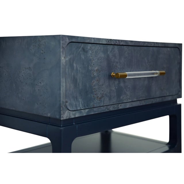 Matthew Izzo Home Estelle Navy Blue Burl Wood Side Table For Sale In New York - Image 6 of 7