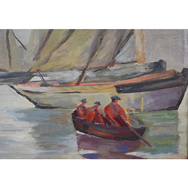 Bustad, Painting Sailboats on a Calm Sea, 1928, Oil on Canvas For Sale - Image 10 of 15