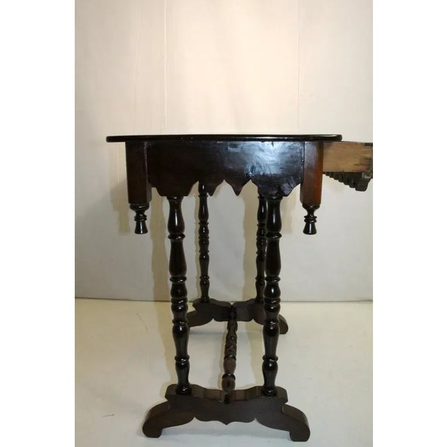 Early American Mahogany Gothic Table With One Drawer, 19th C. For Sale - Image 4 of 10