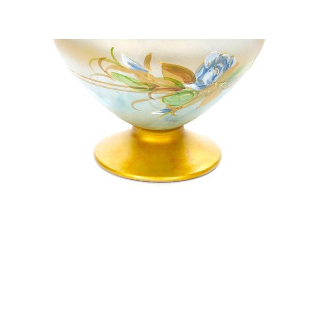 Mid-Century Modern Italian Venetian Art Glass Gilt & Painted Covered Jar For Sale - Image 4 of 10